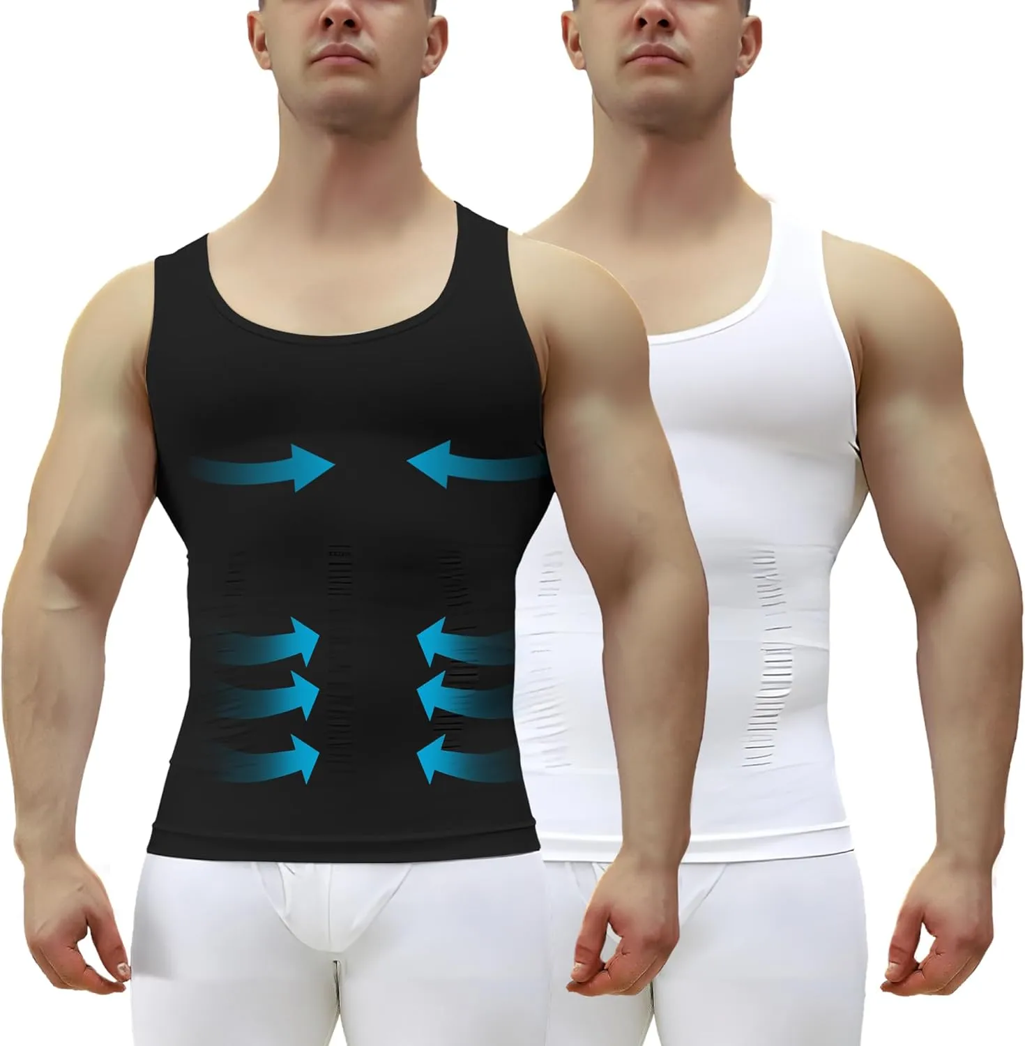 1/2/3 Pack Shaper Slimming Tank Top Athletic Compression Shirt with Sleeveless Undershirts for Men