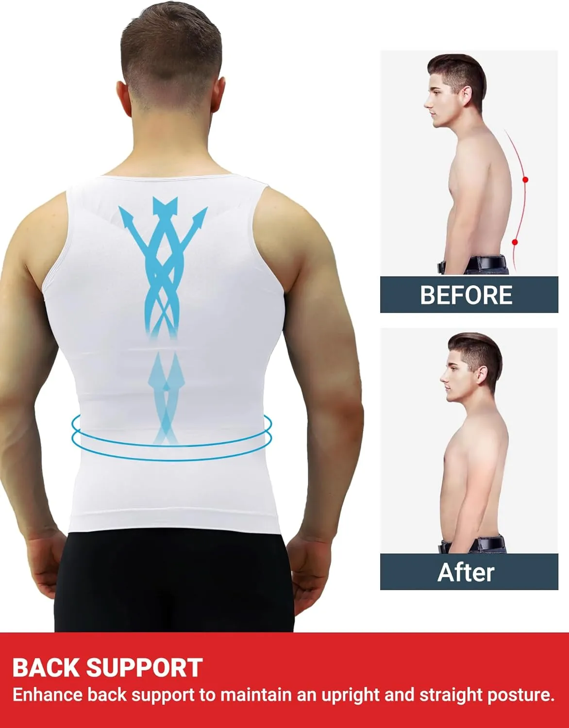 1/2/3 Pack Shaper Slimming Tank Top Athletic Compression Shirt with Sleeveless Undershirts for Men