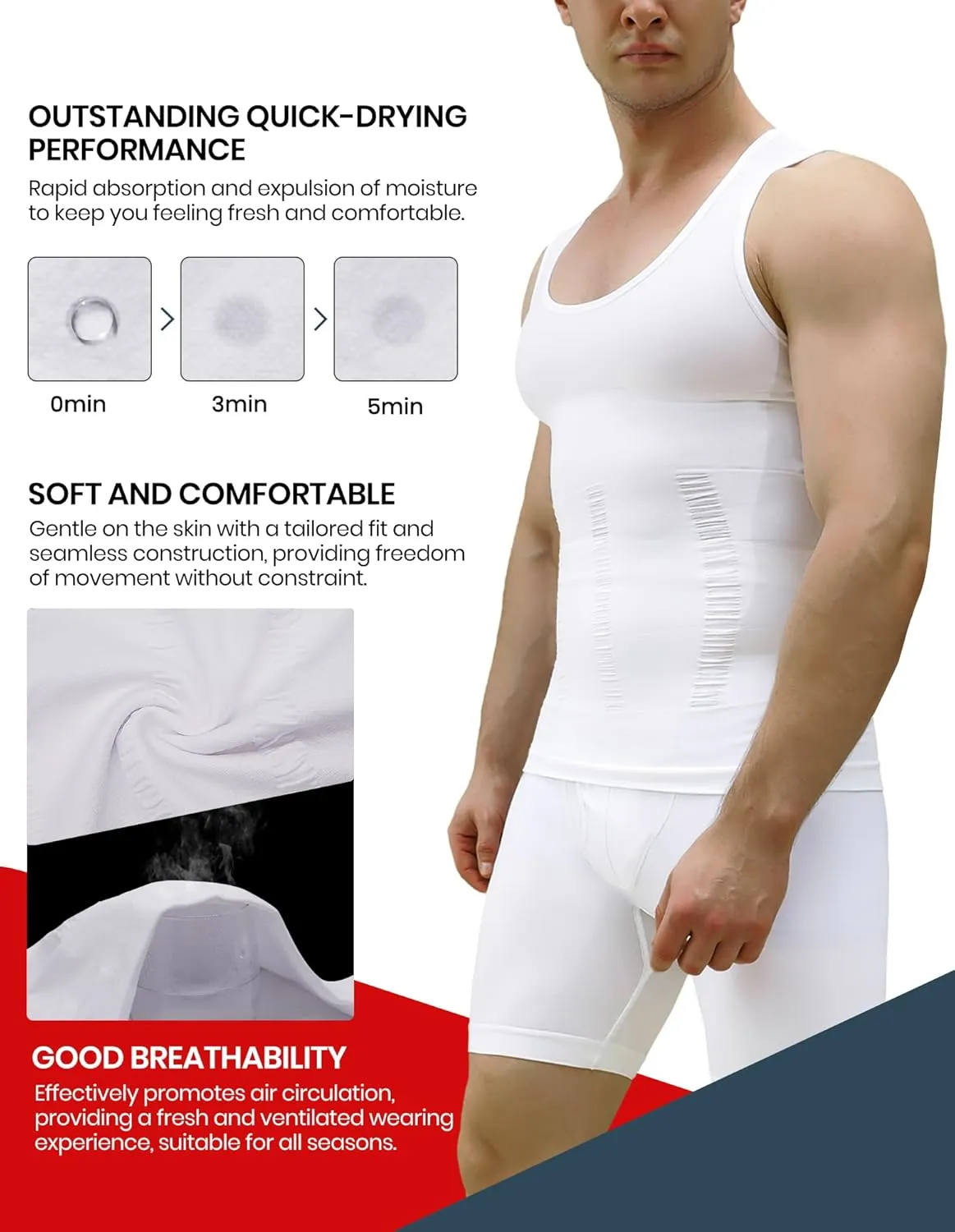 1/2/3 Pack Shaper Slimming Tank Top Athletic Compression Shirt with Sleeveless Undershirts for Men