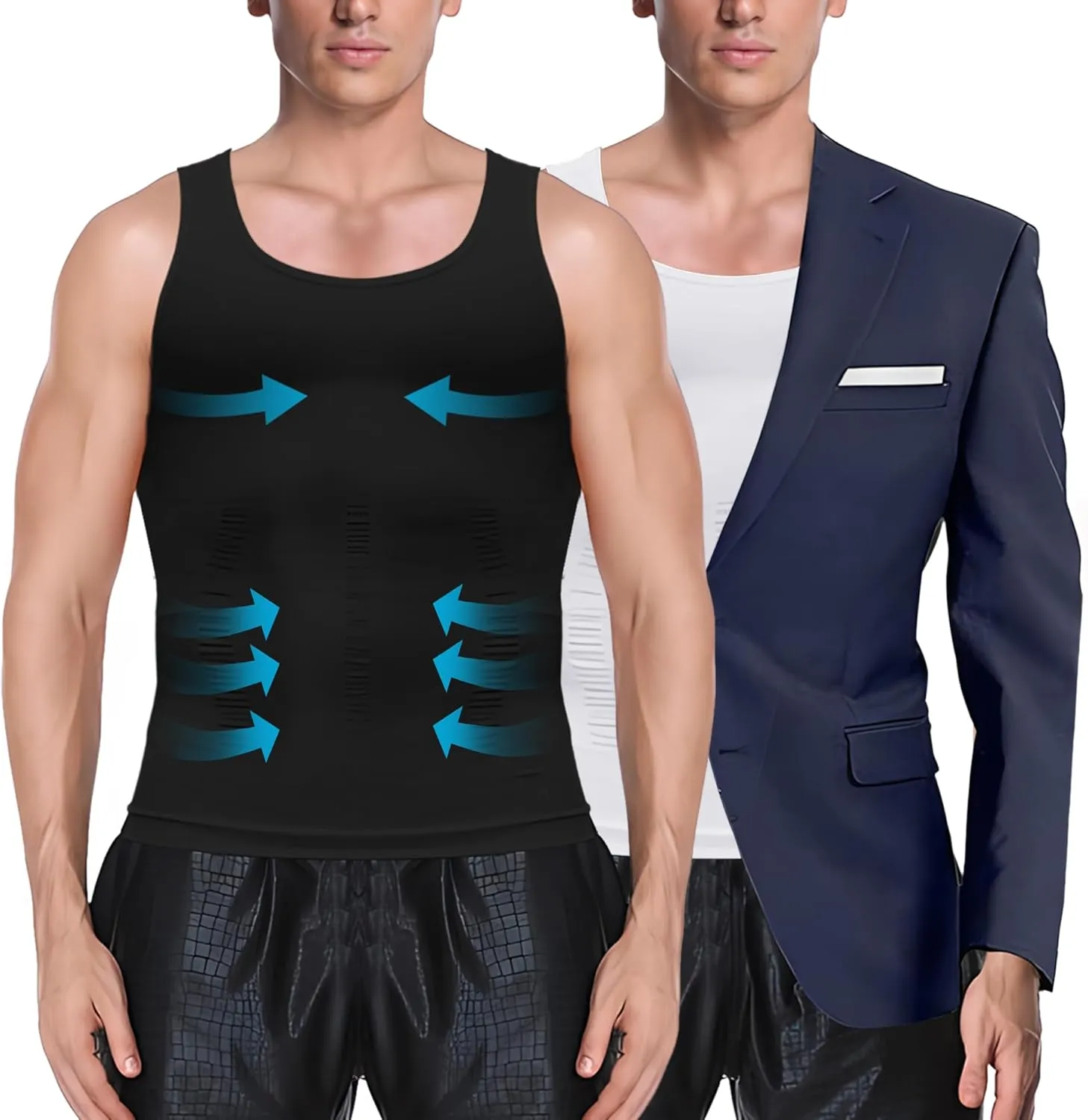 1/2/3 Pack Shaper Slimming Tank Top Athletic Compression Shirt with Sleeveless Undershirts for Men