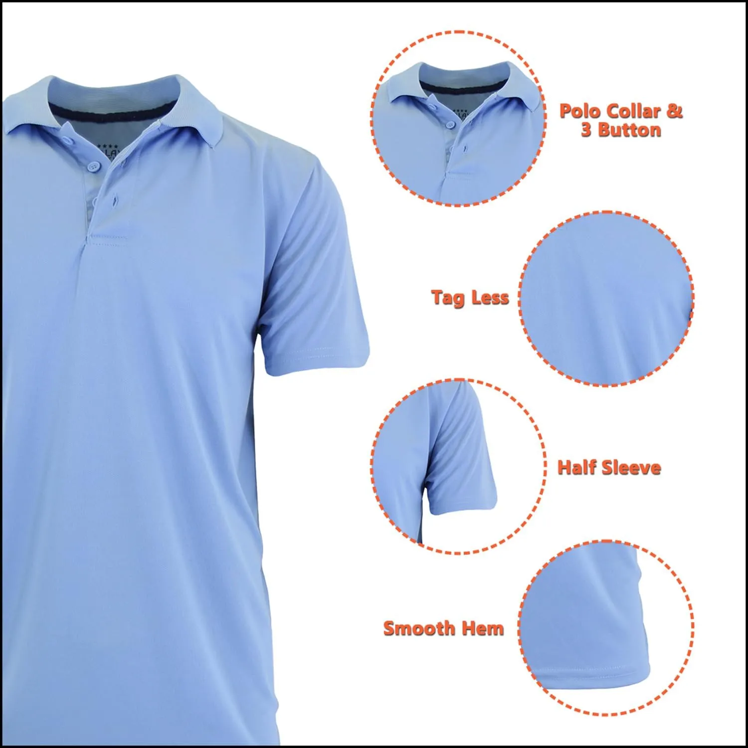 5-Pack Men's Dry Fit Moisture-Wicking Polo Shirt (S-3XL)