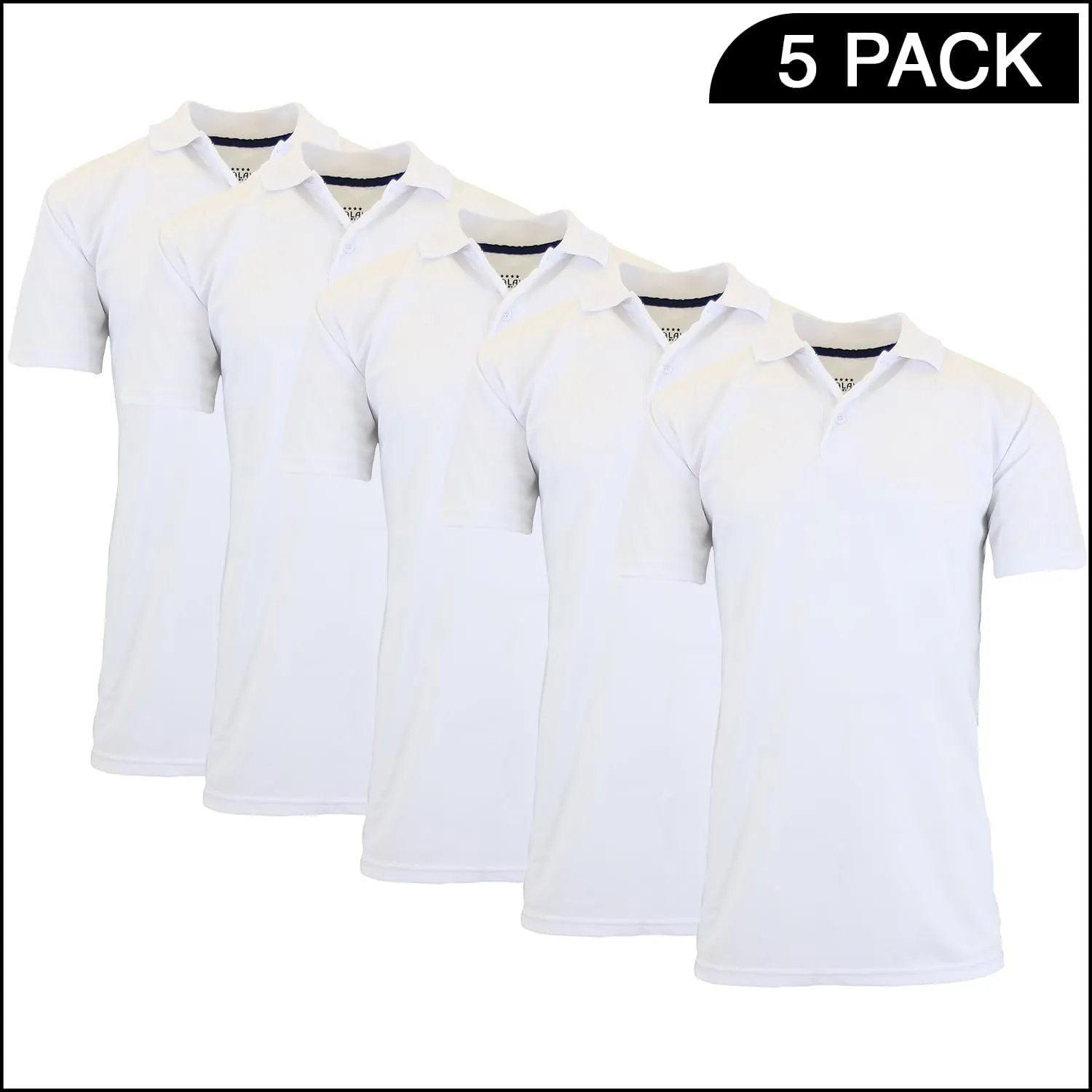 5-Pack Men's Dry Fit Moisture-Wicking Polo Shirt (S-3XL)