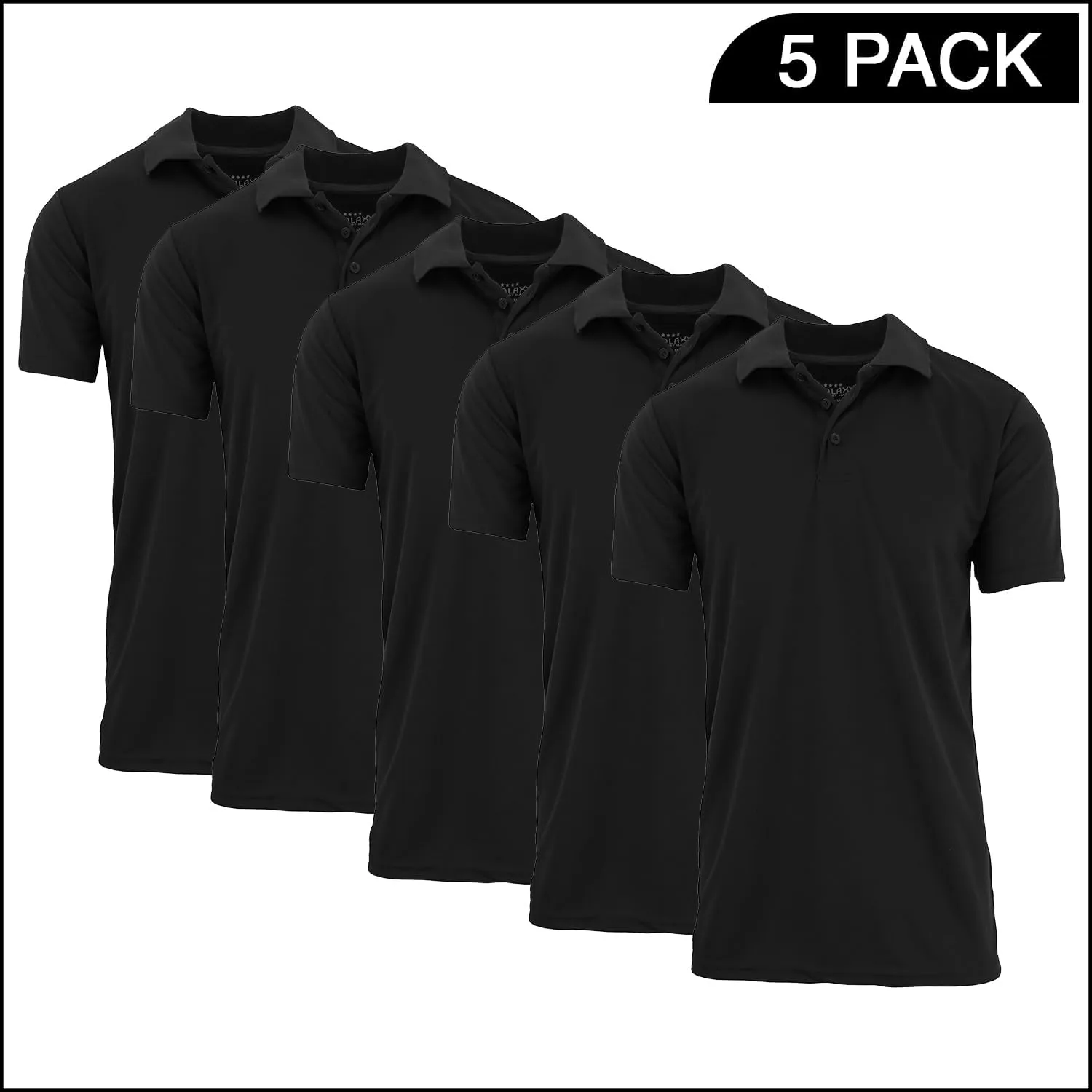 5-Pack Men's Dry Fit Moisture-Wicking Polo Shirt (S-3XL)