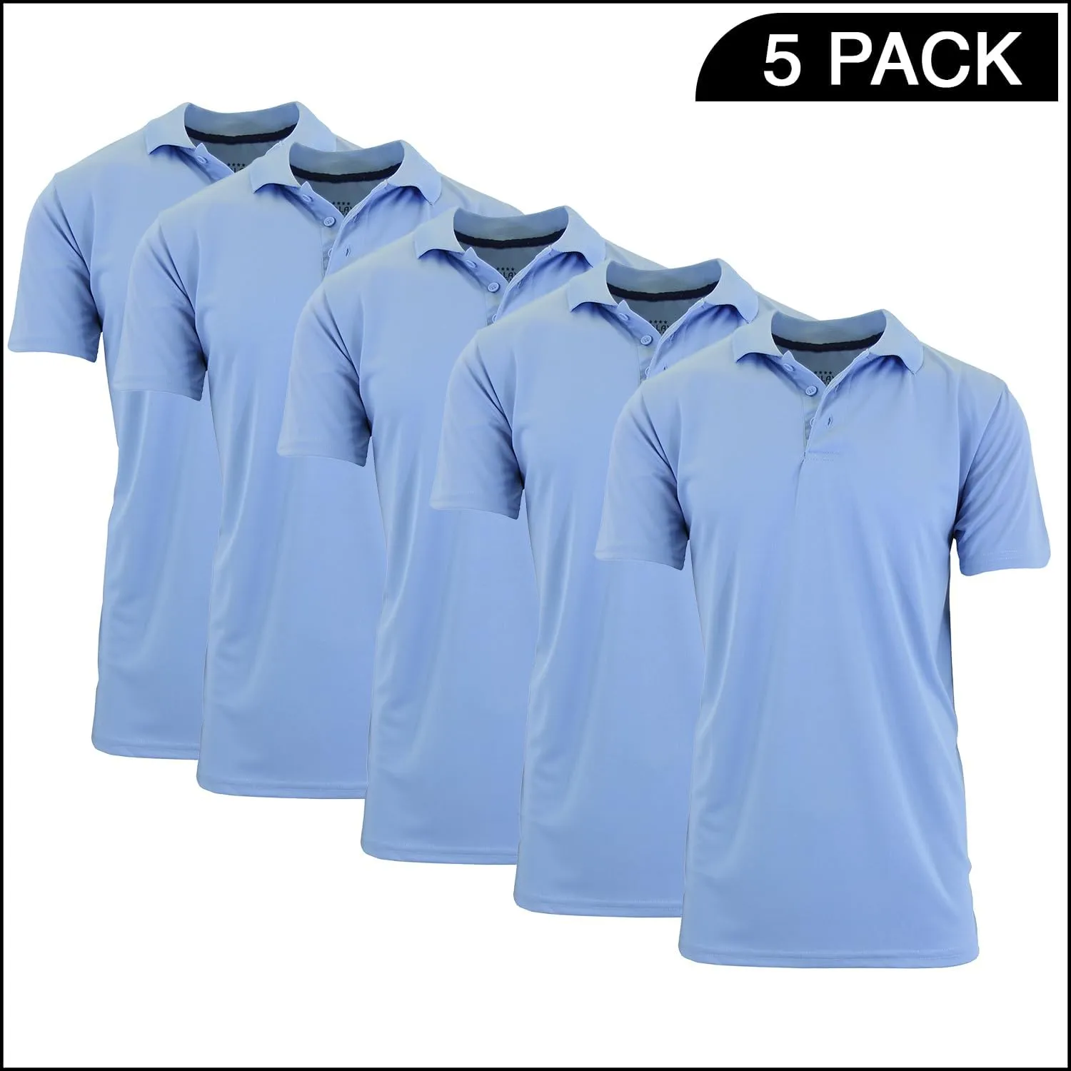5-Pack Men's Dry Fit Moisture-Wicking Polo Shirt (S-3XL)