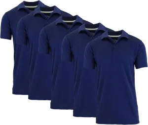 5-Pack Men's Dry Fit Moisture-Wicking Polo Shirt (S-3XL)