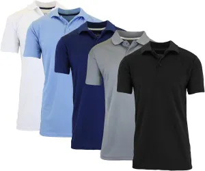5-Pack Men's Dry Fit Moisture-Wicking Polo Shirt (S-3XL)