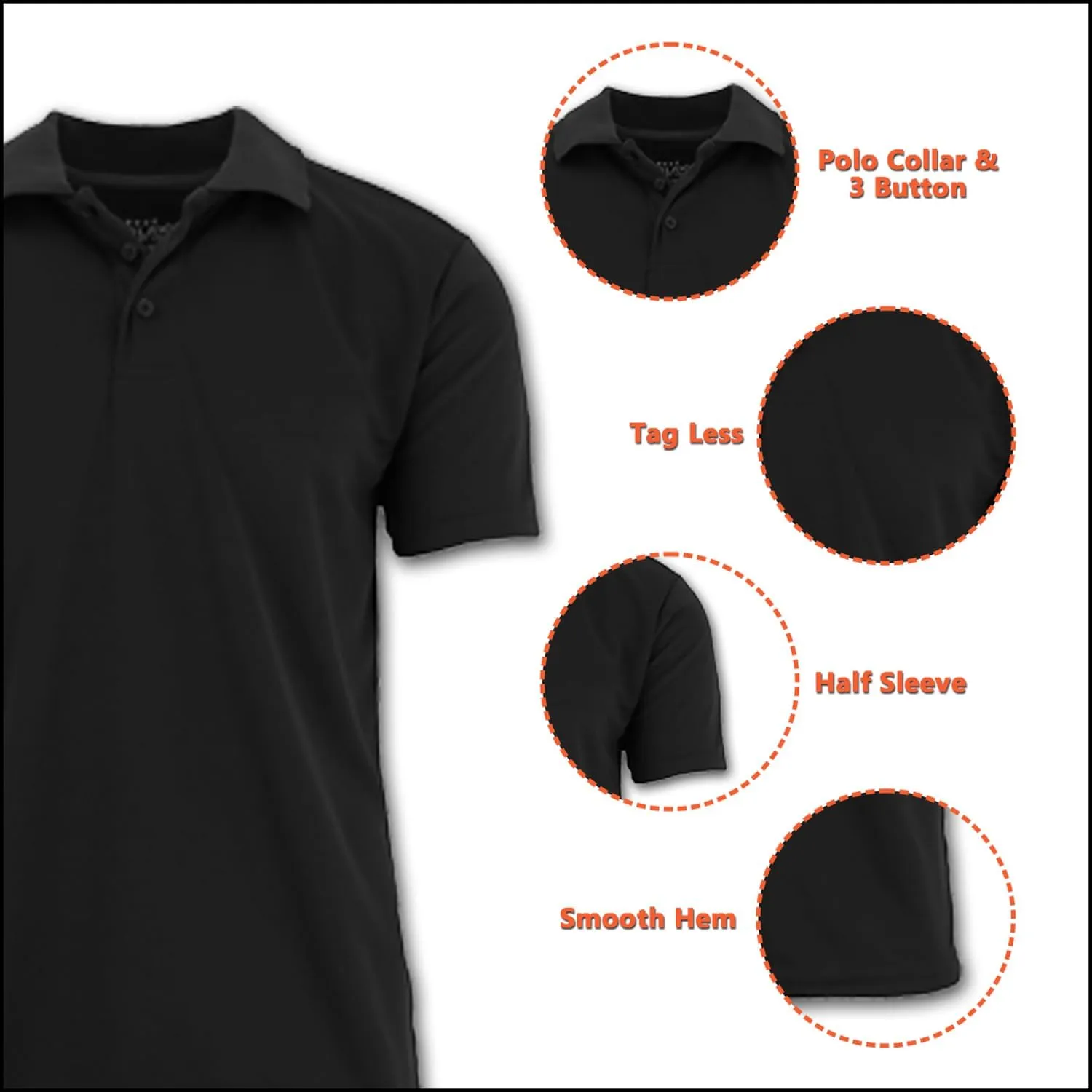 5-Pack Men's Dry Fit Moisture-Wicking Polo Shirt (S-3XL)