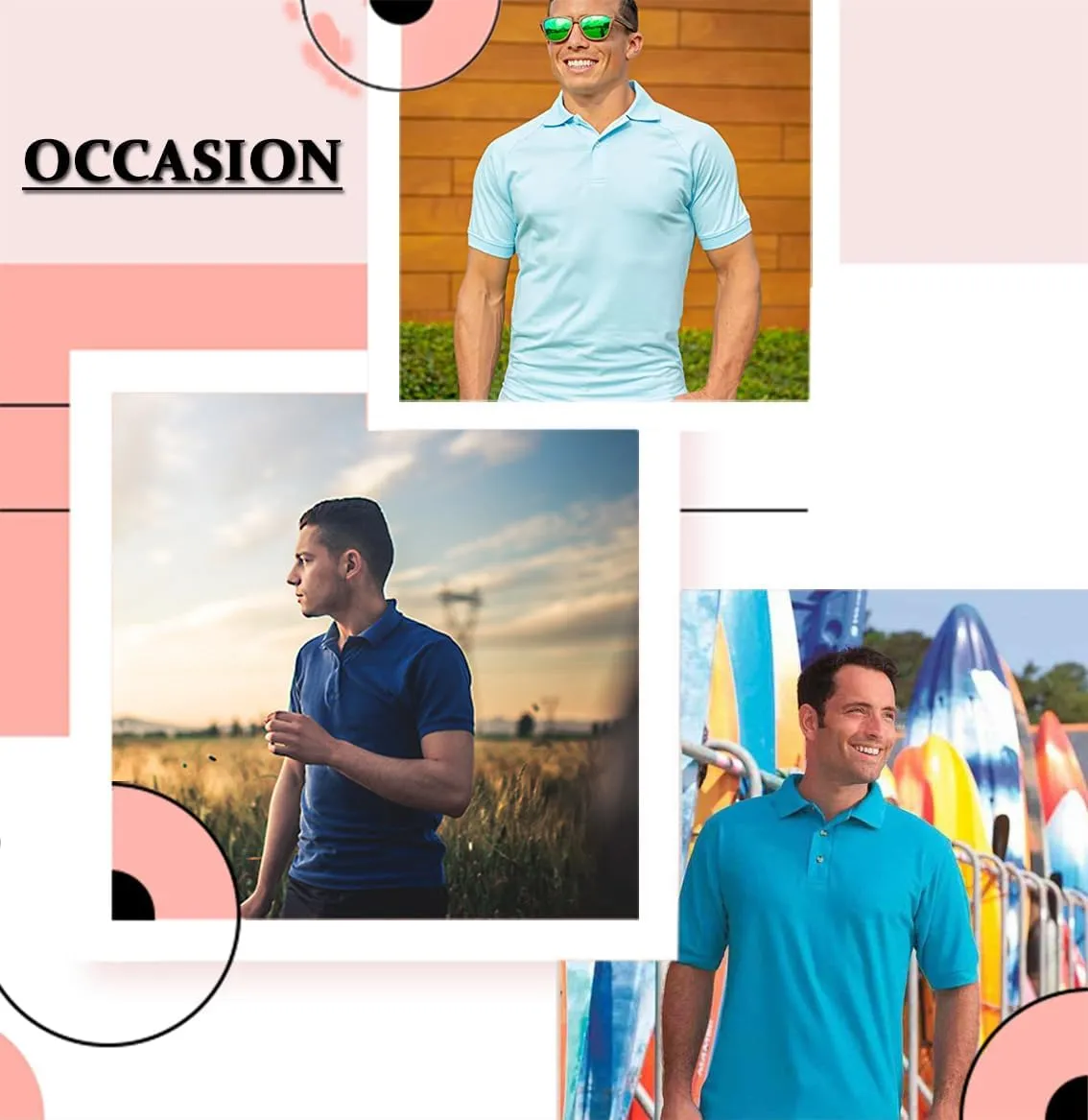 5-Pack Men's Dry Fit Moisture-Wicking Polo Shirt (S-3XL)
