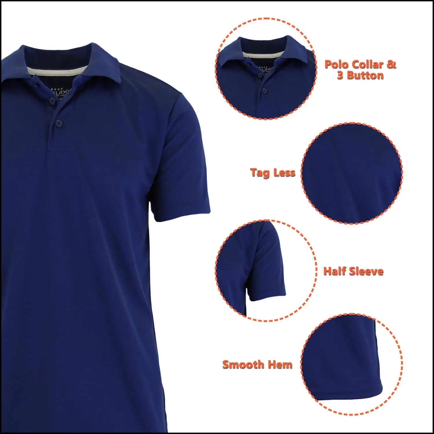 5-Pack Men's Dry Fit Moisture-Wicking Polo Shirt (S-3XL)