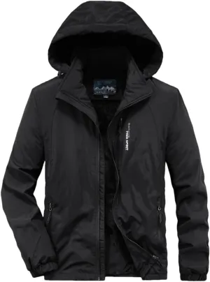 Adhdyuud Men Casual Warm Parkas Windbreaker Winter Bomber Jacket Detachable Hat Hooded Cotton-Padded Coats