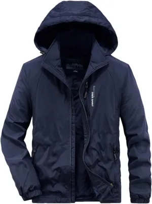 Adhdyuud Men Casual Warm Parkas Windbreaker Winter Bomber Jacket Detachable Hat Hooded Cotton-Padded Coats