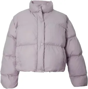 Adhdyuud Womens Solid Short Cotton Padded Coats With Pocket Standing Collar Casual Warm Jacket