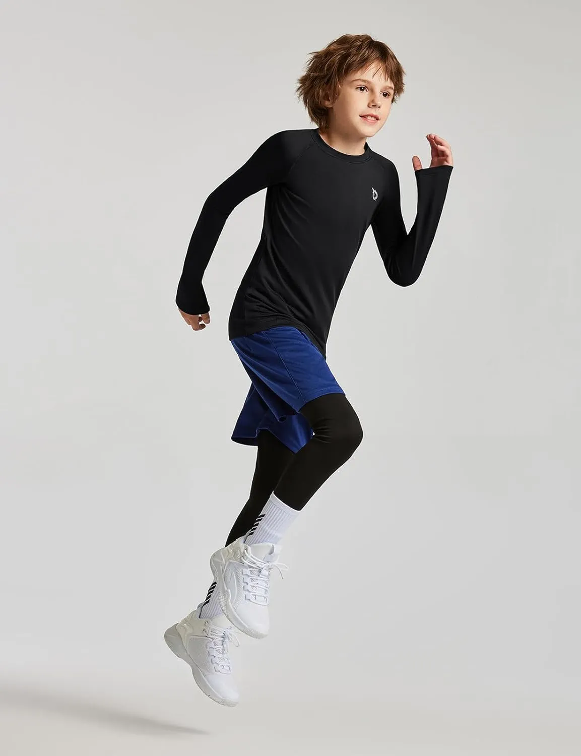 baleaf Boys Compression Shirt Long Sleeve Youth Undershirts Kids Football Baseball Baselayer Cold Gear Quick Dry