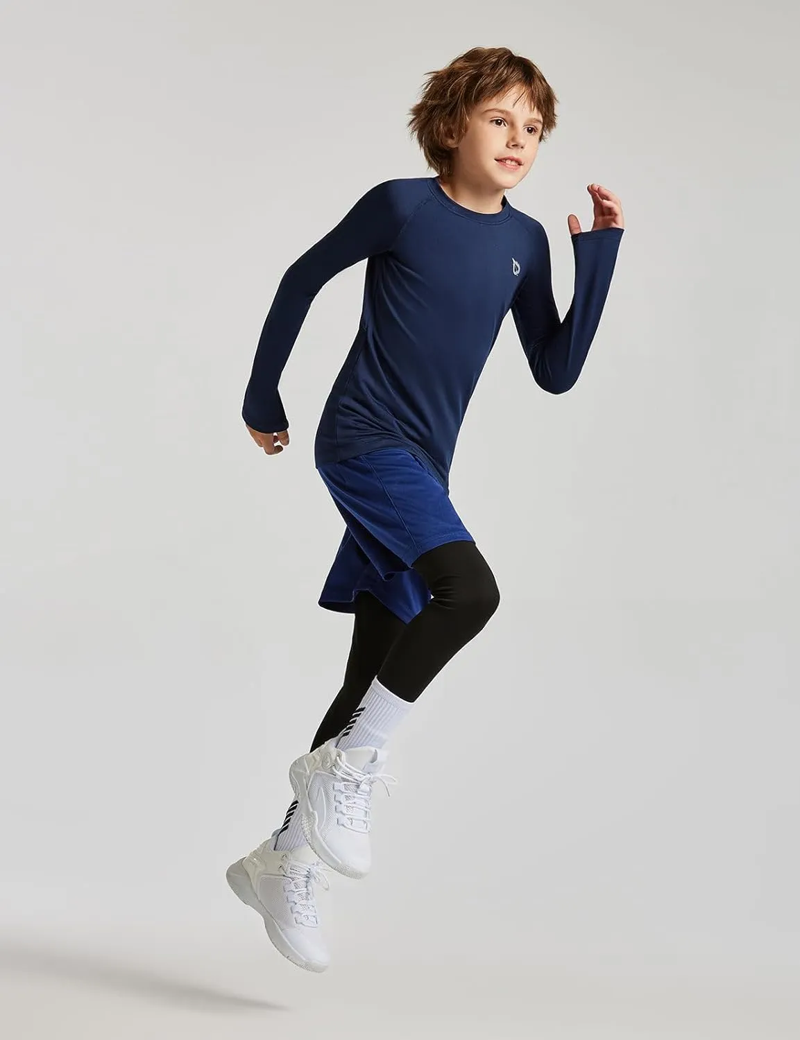 baleaf Boys Compression Shirt Long Sleeve Youth Undershirts Kids Football Baseball Baselayer Cold Gear Quick Dry