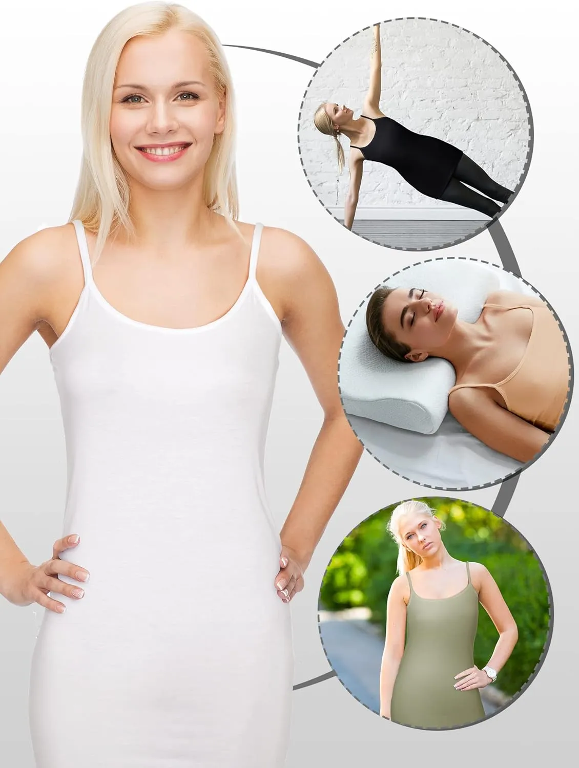 Bencailor 6 Pcs Women's Long Tank Tops, Long Camisole Workout Tops for Adjustable Spaghetti Strap Women Camis Undershirts