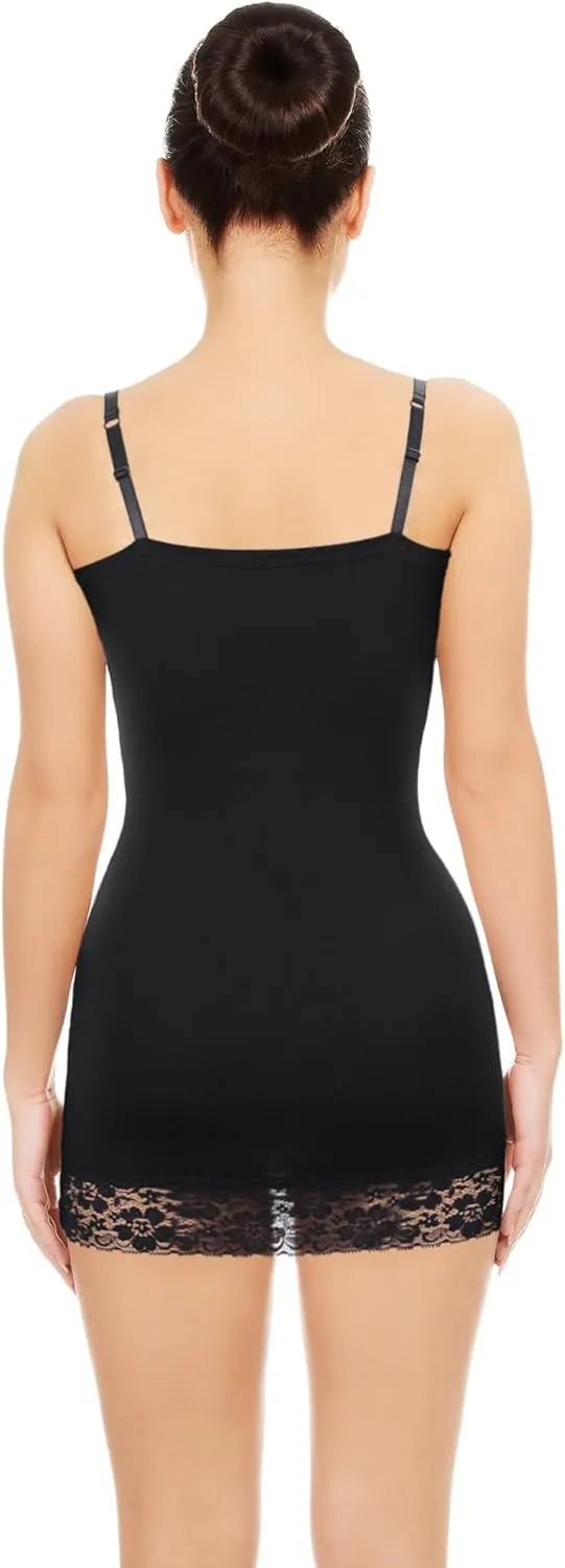 Bencailor 6 Pcs Women's Long Tank Tops, Long Camisole Workout Tops for Adjustable Spaghetti Strap Women Camis Undershirts
