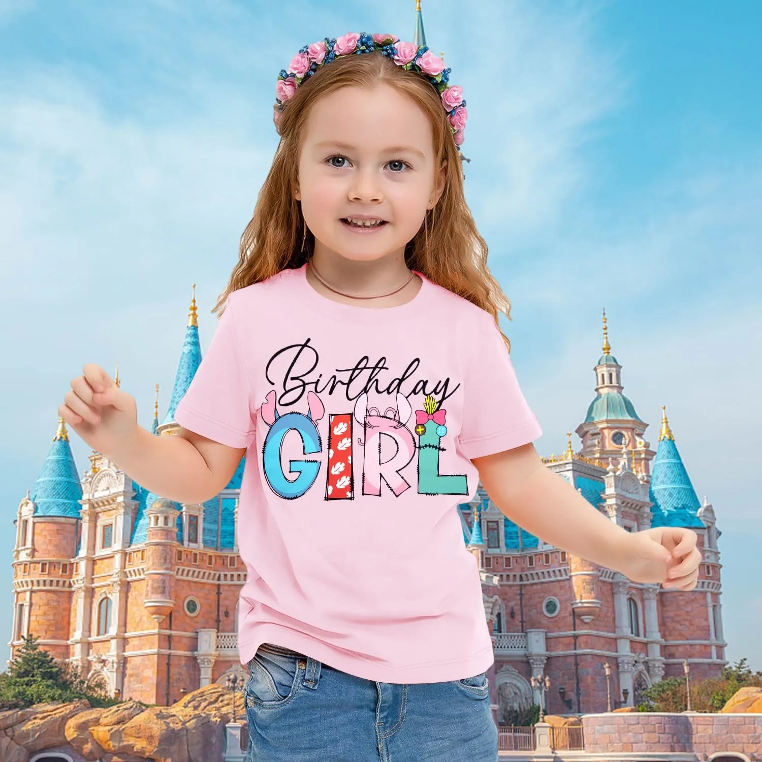 Birthday Girl Shirt Magical Castle Tshirt Birthday Shirts for Kids Funny Birthday Party Gift Tees Cute Graphic Tops