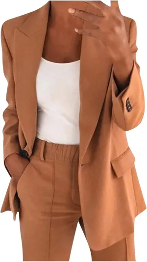 Blazer Sets Women 2 Piece Outfits Dressy Pant Suits Business Casual Outfits Loose Straight Leg Pants Work Clothing Set