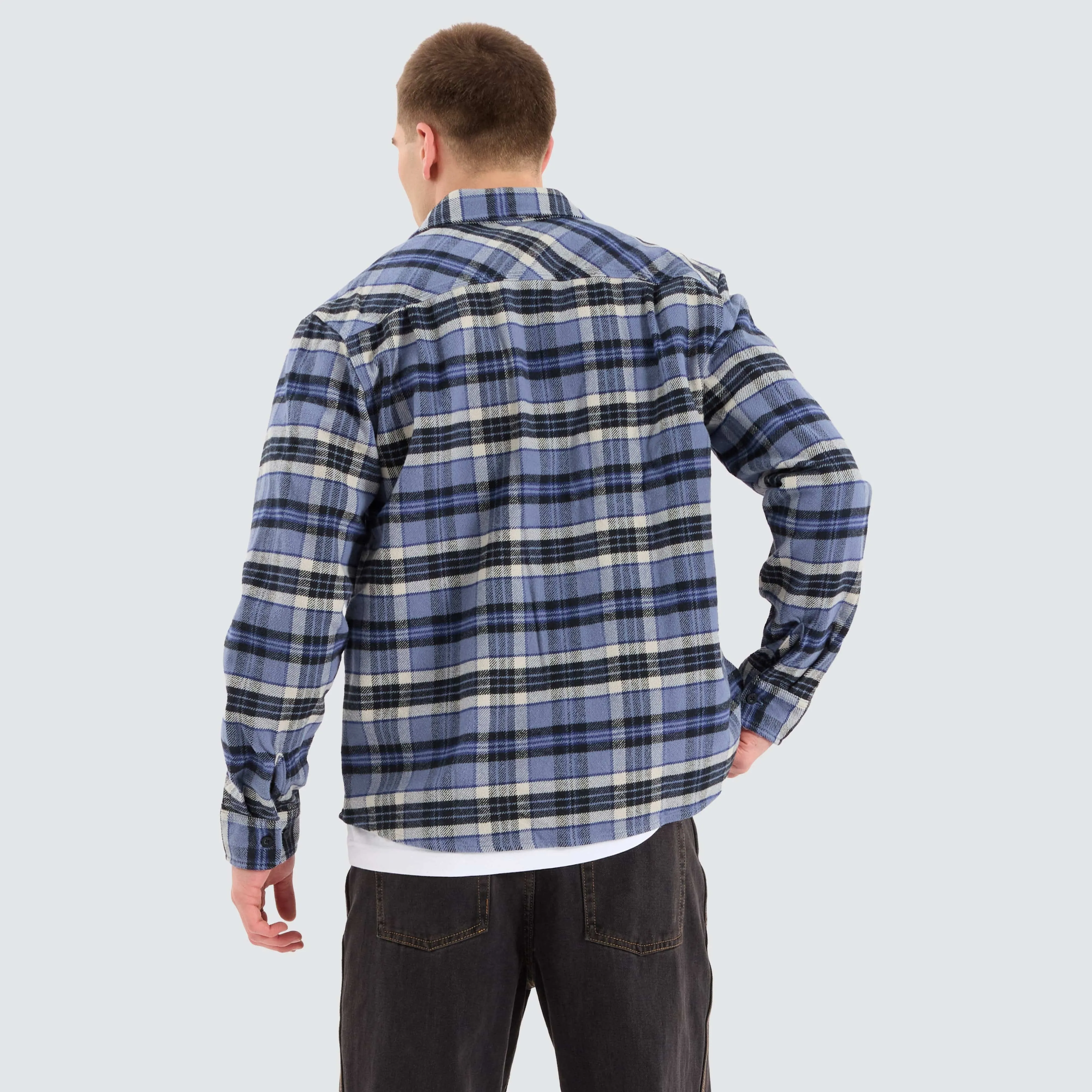 Bowery Heavy Long Sleeve Flannel Blue/Black Check