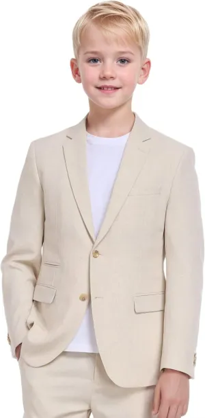 Boys Linen Suit Jacket Summer Casual Sport Coats Wedding Guest Outfit Linen Blazer for Boy School Uniform Beach Wedding
