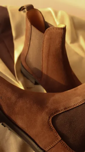 Brown Suede Leather Ferneto Chunky Chelsea Boots - Hiking and Trekking Boots
