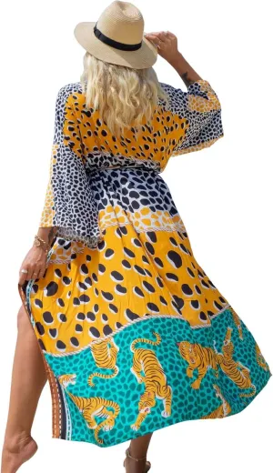 Bsubseach Beach Cover Ups for Women 2025 Kimonos Robe Cardigans Long Beach Dress Swimsuit Cover Up with Belt