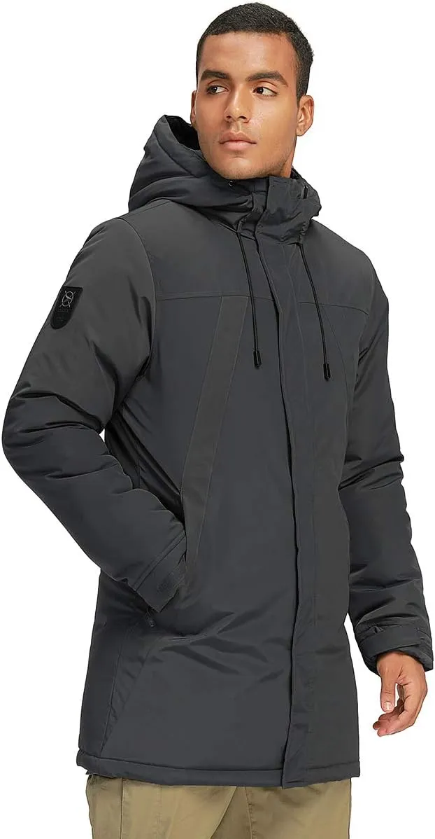 CAMELSPORTS Mens Winter Coats Long Warm Jacket with Hood Casual Quilted Puffer Parka Windproof Jackets