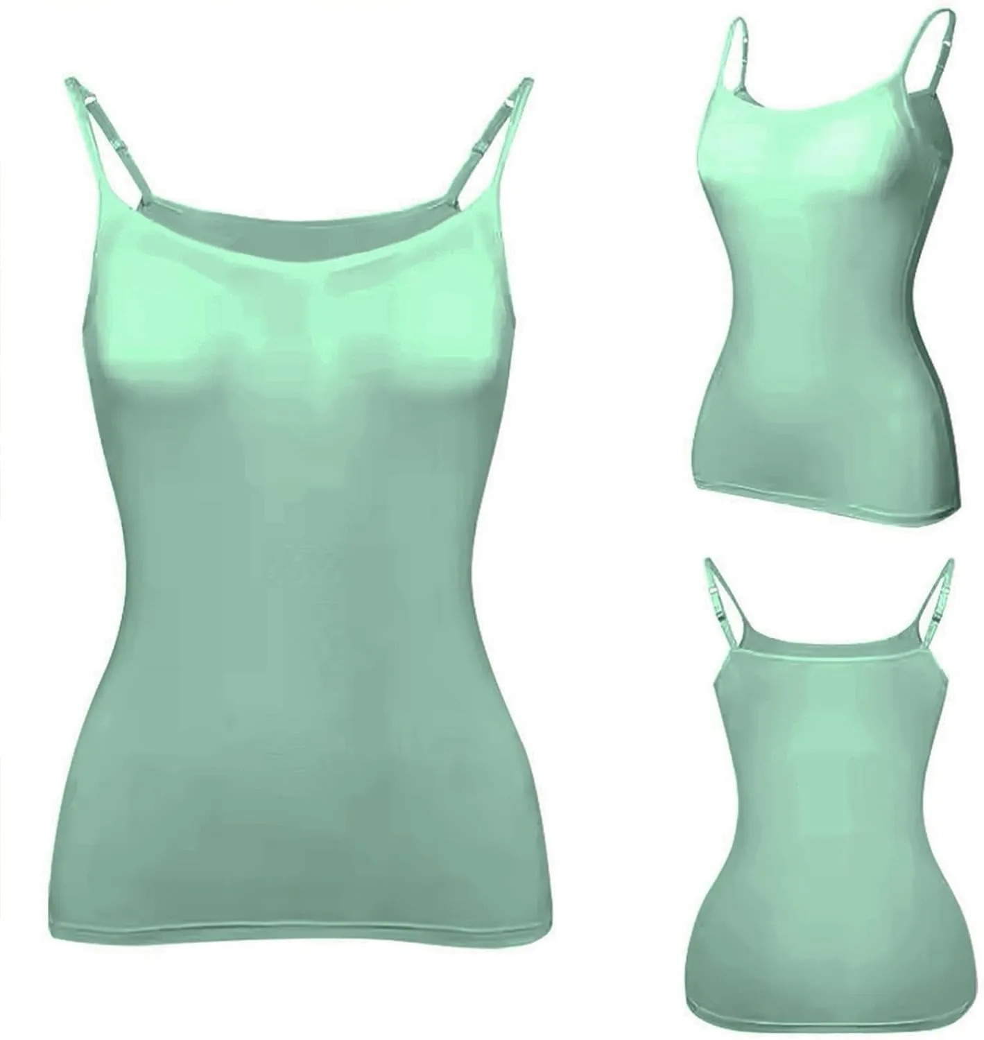 Camisole Tops for Women Built in Bra Summer Adjustable Spaghetti Strap Cami Tank Sports Yoga Undershirts