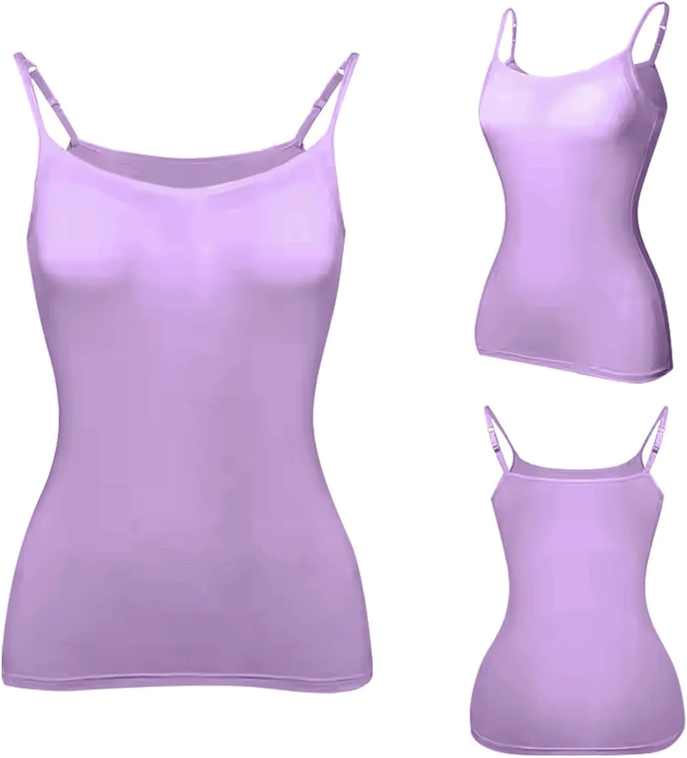 Camisole Tops for Women Built in Bra Summer Adjustable Spaghetti Strap Cami Tank Sports Yoga Undershirts