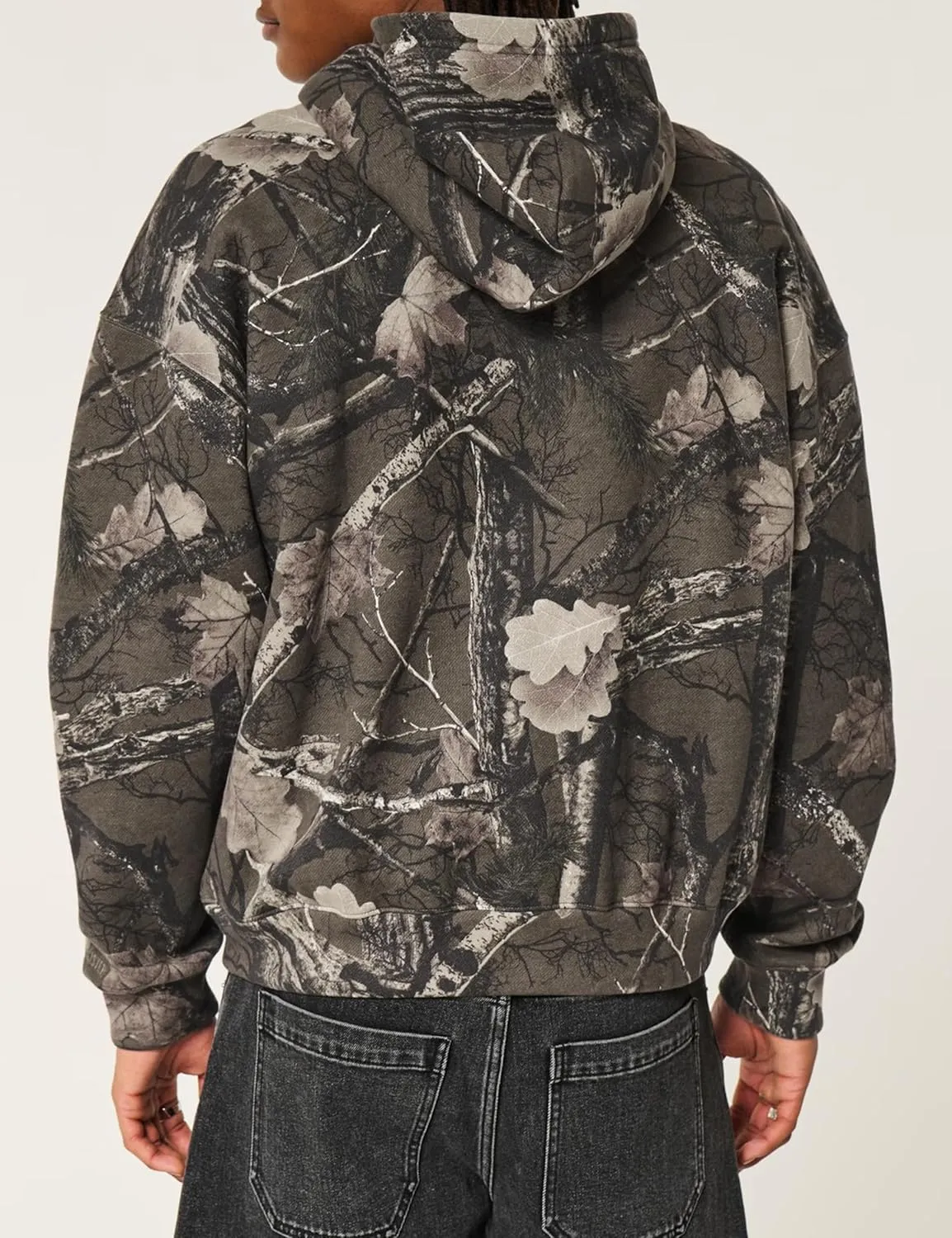 Camo Zip Up Hoodie for Women Men Oversized Maple Leaf Print Fleece Jacket Camouflage Long Sleeve Hooded Sweatshirt