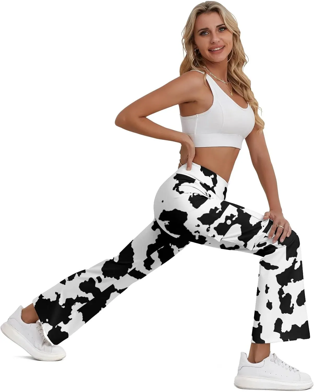 Cargo Flare Leggings for Women with 4 Pockets High Waist Cargo Leggings Workout Cargo Pants Yoga Pants Casual Pants