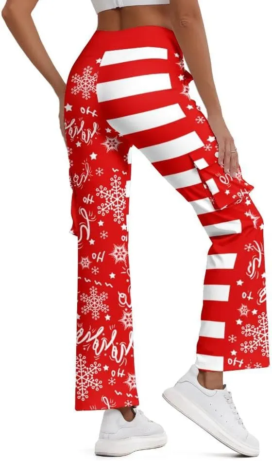 Cargo Flare Leggings for Women with 4 Pockets High Waist Cargo Leggings Workout Cargo Pants Yoga Pants Casual Pants