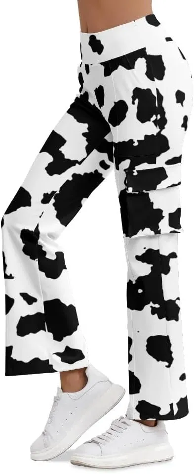 Cargo Flare Leggings for Women with 4 Pockets High Waist Cargo Leggings Workout Cargo Pants Yoga Pants Casual Pants