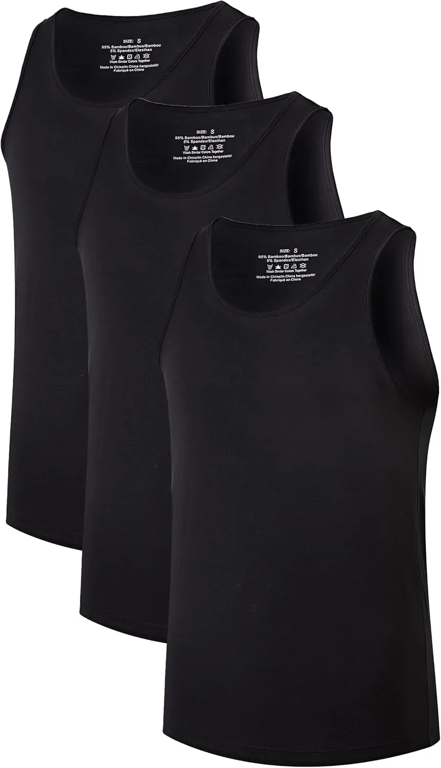 CF Men's Undershirts Bamboo Viscose Tank Tops Men Crew Neck Moisture Wicking Tank Shirts 3/5 Pack