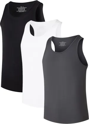 CF Men's Undershirts Bamboo Viscose Tank Tops Men Crew Neck Moisture Wicking Tank Shirts 3/5 Pack