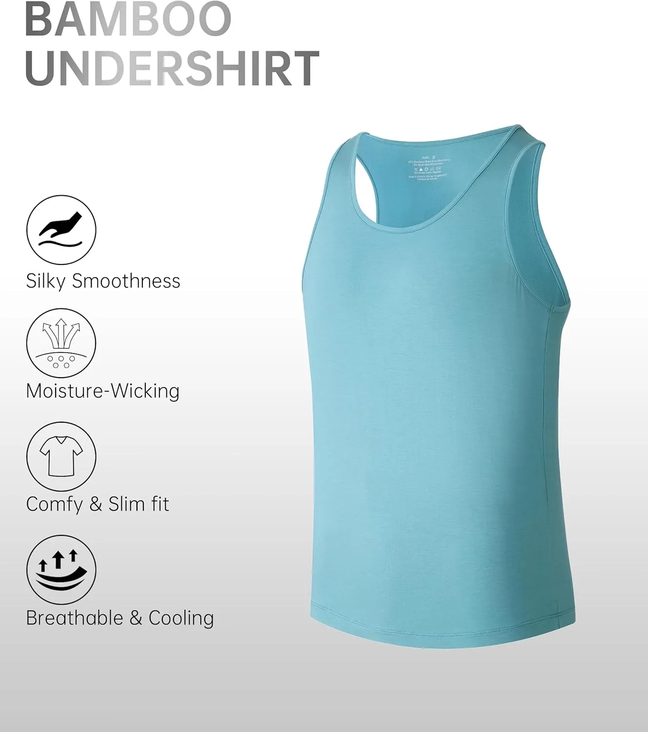 CF Men's Undershirts Bamboo Viscose Tank Tops Men Crew Neck Moisture Wicking Tank Shirts 3/5 Pack