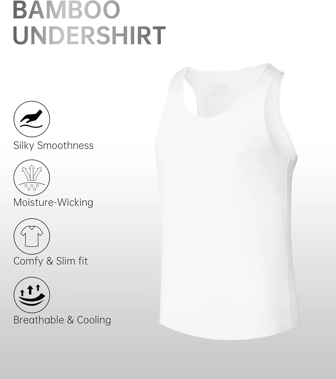 CF Men's Undershirts Bamboo Viscose Tank Tops Men Crew Neck Moisture Wicking Tank Shirts 3/5 Pack
