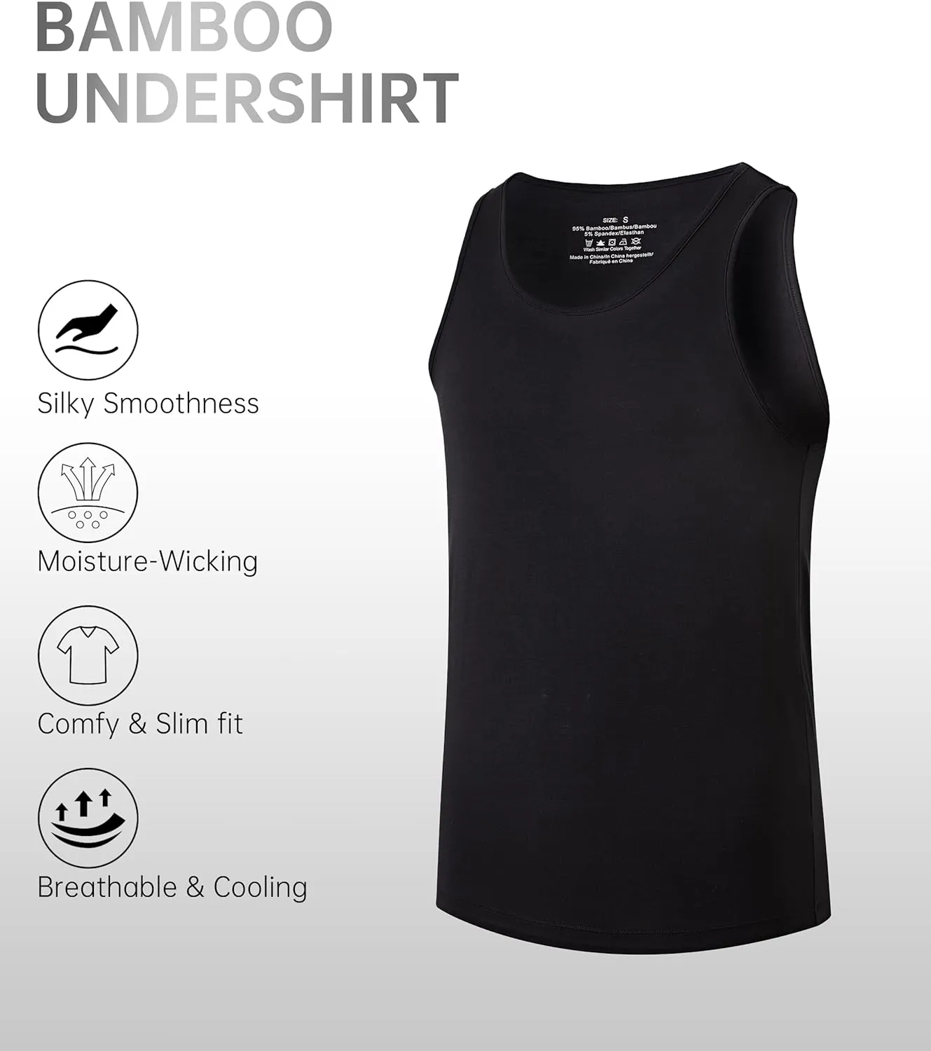 CF Men's Undershirts Bamboo Viscose Tank Tops Men Crew Neck Moisture Wicking Tank Shirts 3/5 Pack