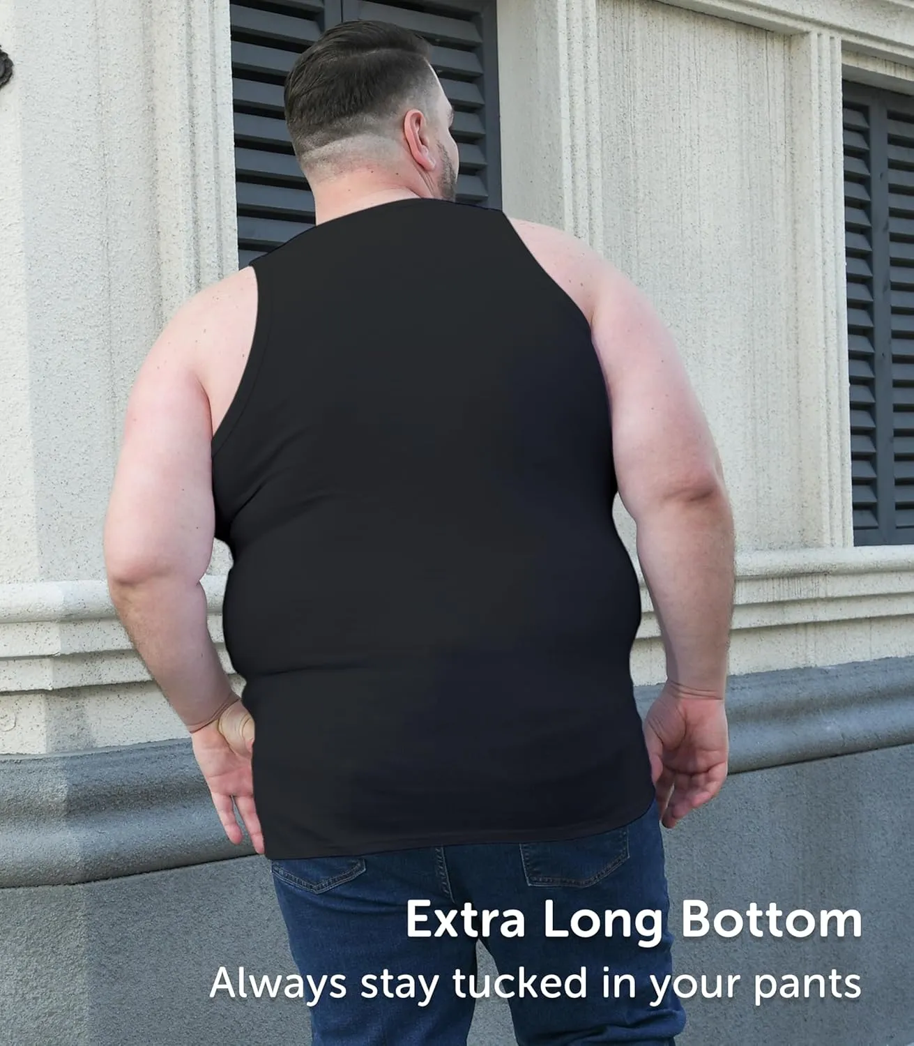 Comfneat Men's 4-Pack Big & Tall Tight Fit A-Shirts Tank Tops Sleeveless Undershirts Stretchy Cotton Spandex Base Layers