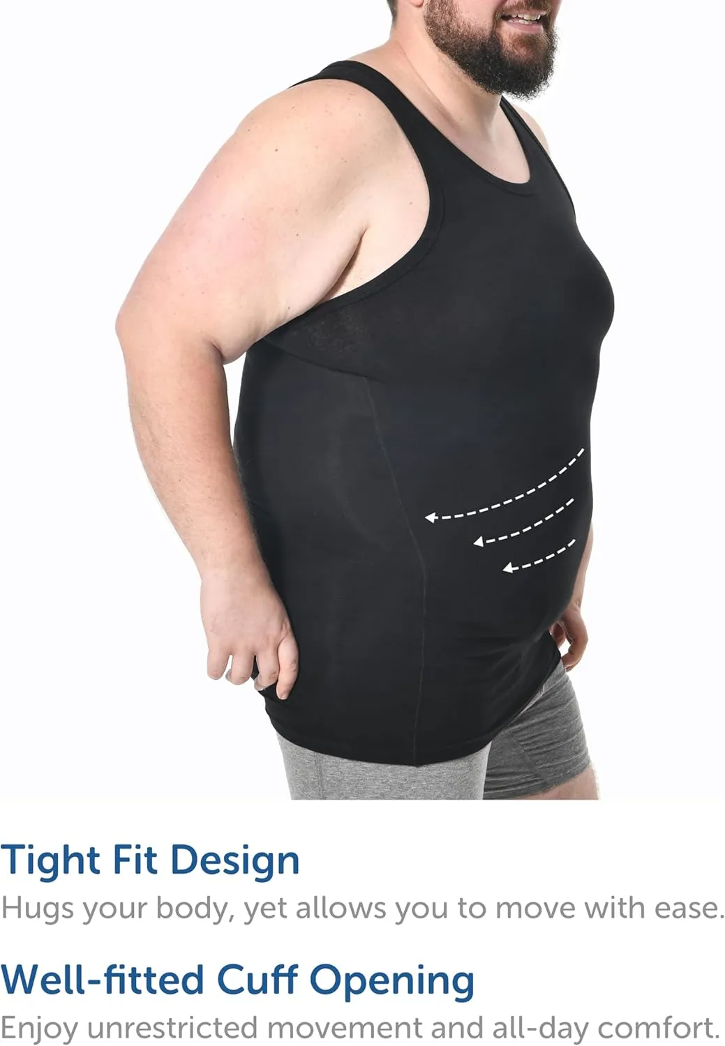 Comfneat Men's 4-Pack Big & Tall Tight Fit A-Shirts Tank Tops Sleeveless Undershirts Stretchy Cotton Spandex Base Layers