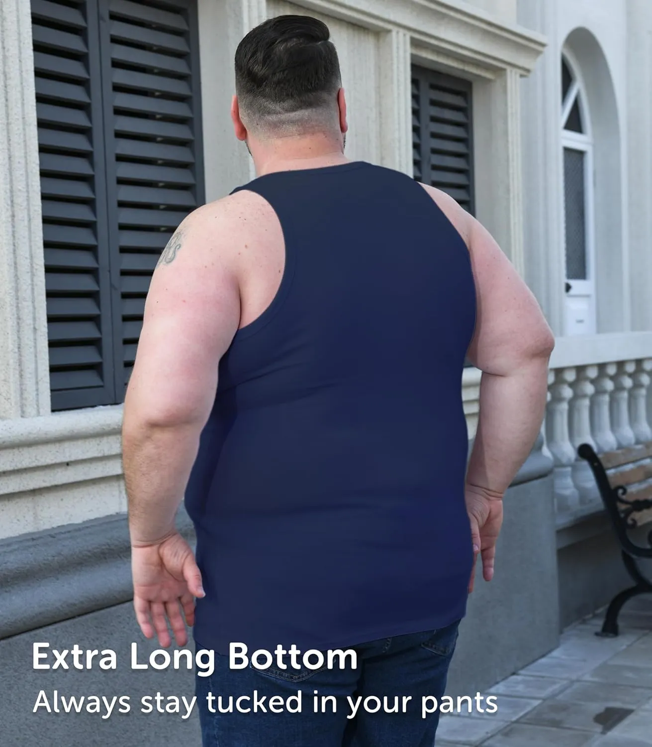 Comfneat Men's 4-Pack Big & Tall Tight Fit A-Shirts Tank Tops Sleeveless Undershirts Stretchy Cotton Spandex Base Layers