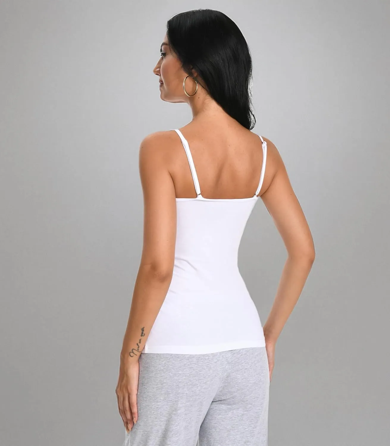 Comfneat Women's 4-Pack Stretchy Camisoles Cotton Spandex Undershirts Adjustable Spaghetti Strap