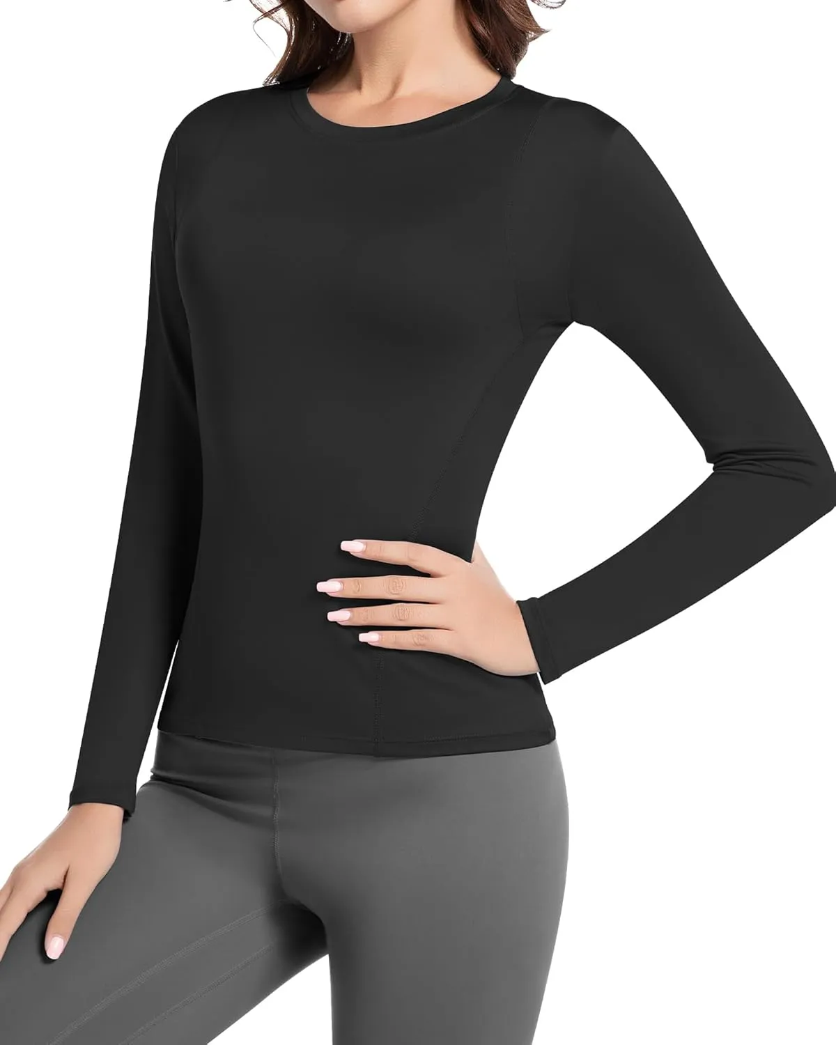 Compression Shirts Woman Long Sleeve Athletic Workout Tops Cool Dry Sun Protection Baselayer for Gym Yoga Running Gear