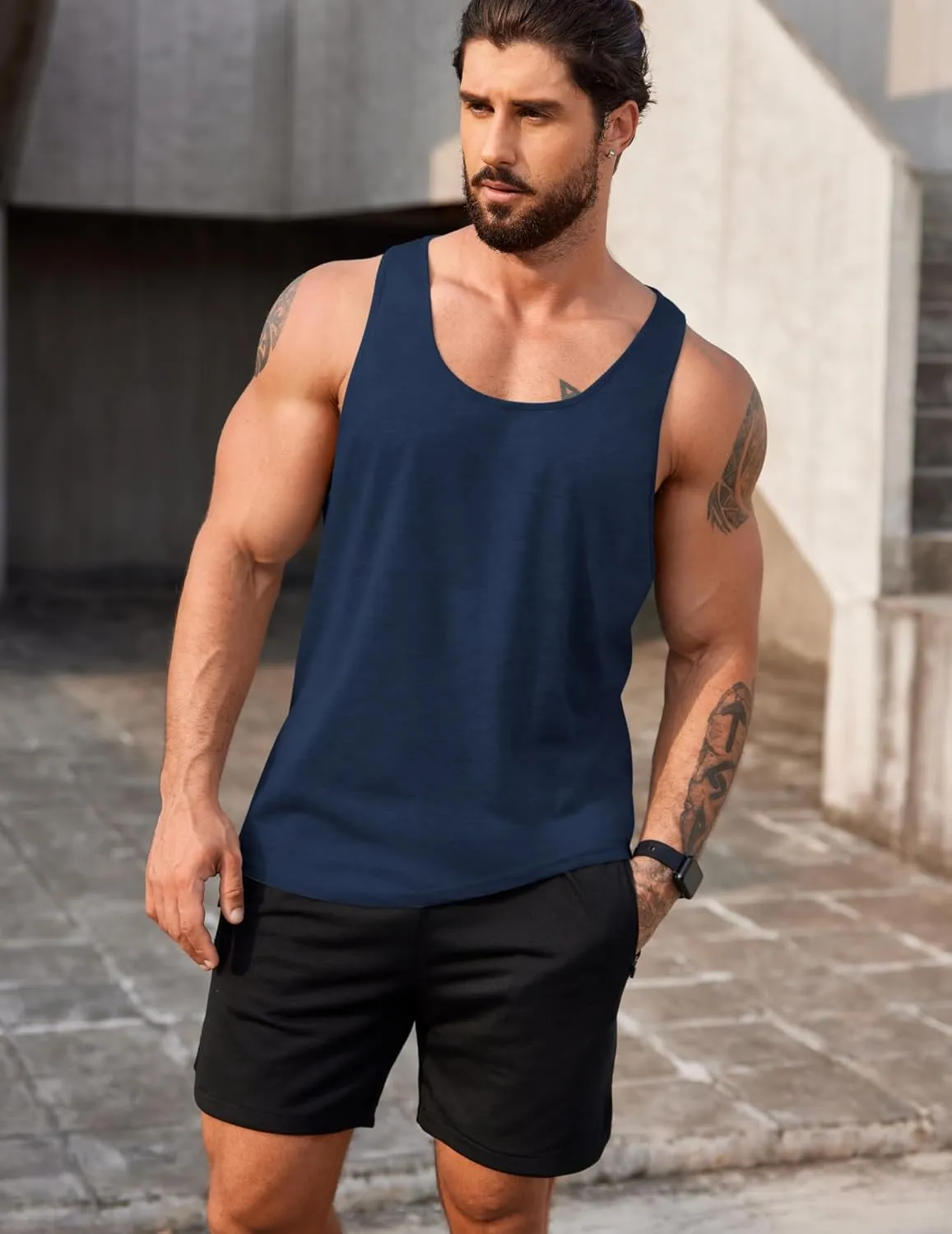 COOFANDY Men's 3 Pack Tank Tops Gym Workout Shirt Y-Back Sleeveless Muscle Fitness Bodybuilding Tank Shirts