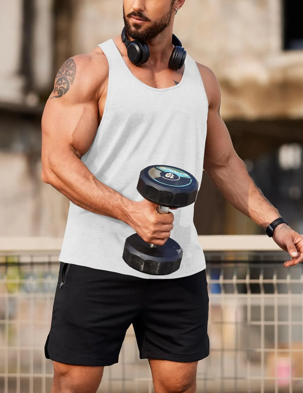 COOFANDY Men's 3 Pack Tank Tops Gym Workout Shirt Y-Back Sleeveless Muscle Fitness Bodybuilding Tank Shirts