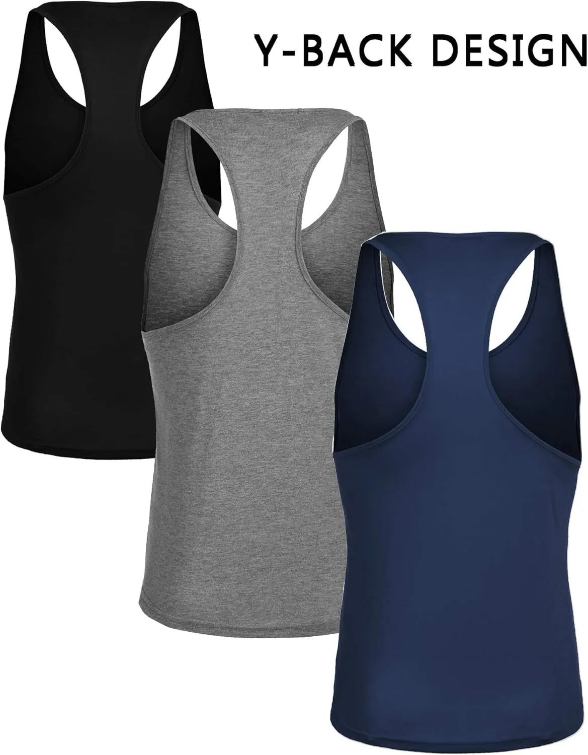 COOFANDY Men's 3 Pack Tank Tops Gym Workout Shirt Y-Back Sleeveless Muscle Fitness Bodybuilding Tank Shirts