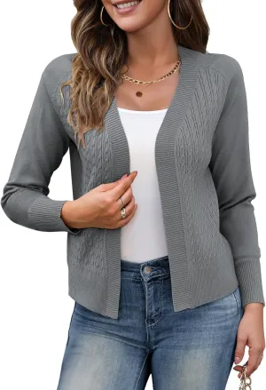 CPOKRTWSO Women's Cardigan Sweaters Lightweight Casual Long Sleeve Cable Knit Open Front Cardigans for Women Trendy(S-XL)