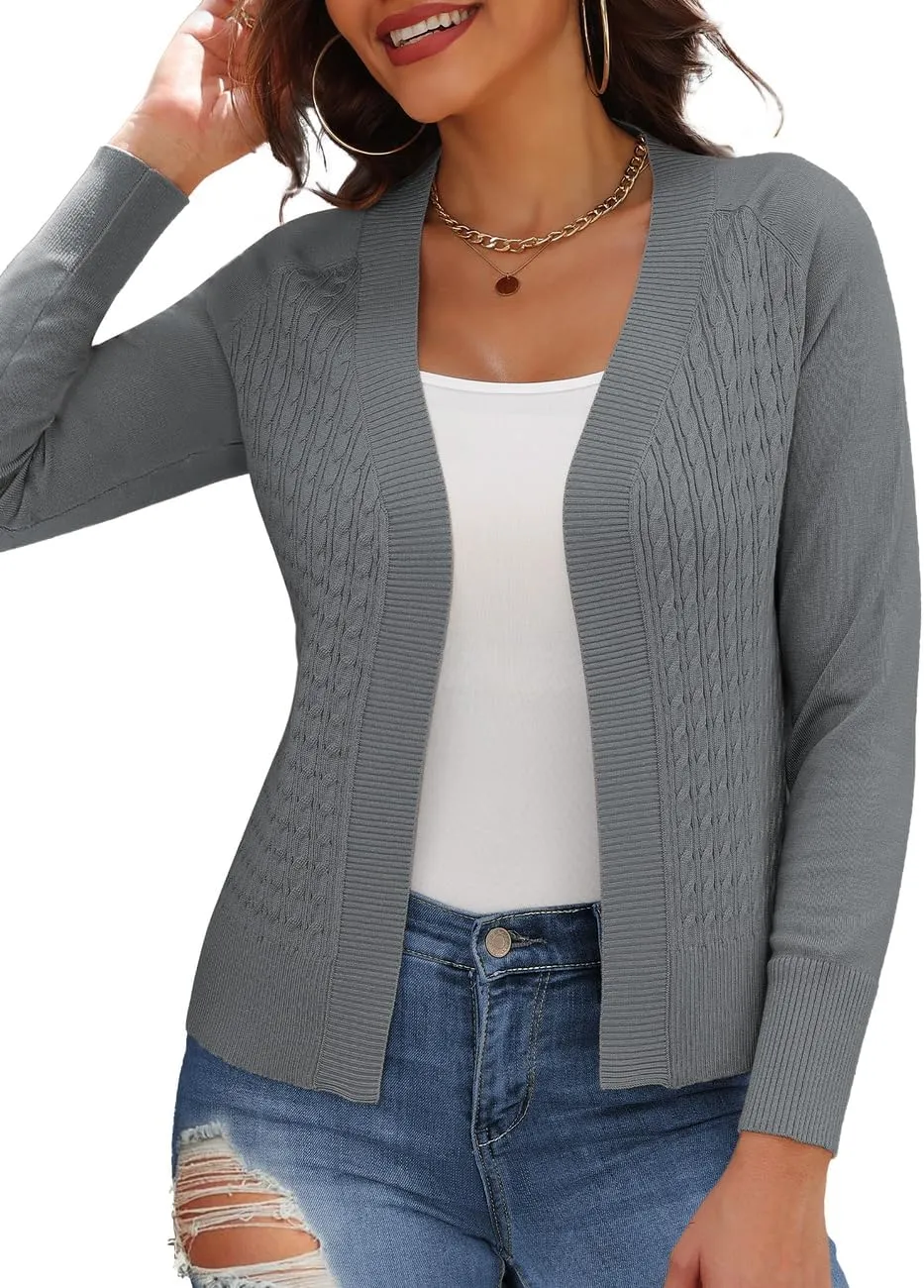 CPOKRTWSO Women's Cardigan Sweaters Lightweight Casual Long Sleeve Cable Knit Open Front Cardigans for Women Trendy(S-XL)