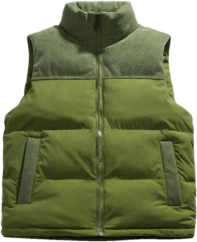 Dninmim Mens Outdoors Vests Cotton-Padded Men's Winter Vest Warm Hooded Waistcoat Casual Male Coats Vests