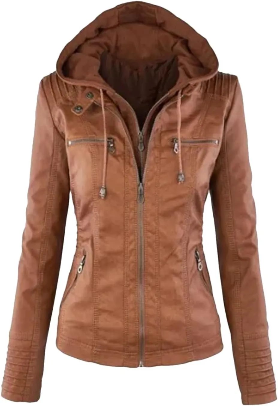 Dninmim Women Leather Jacket Coat Female Winter Motorcycle Jacket Zipper Hoodies Outwear